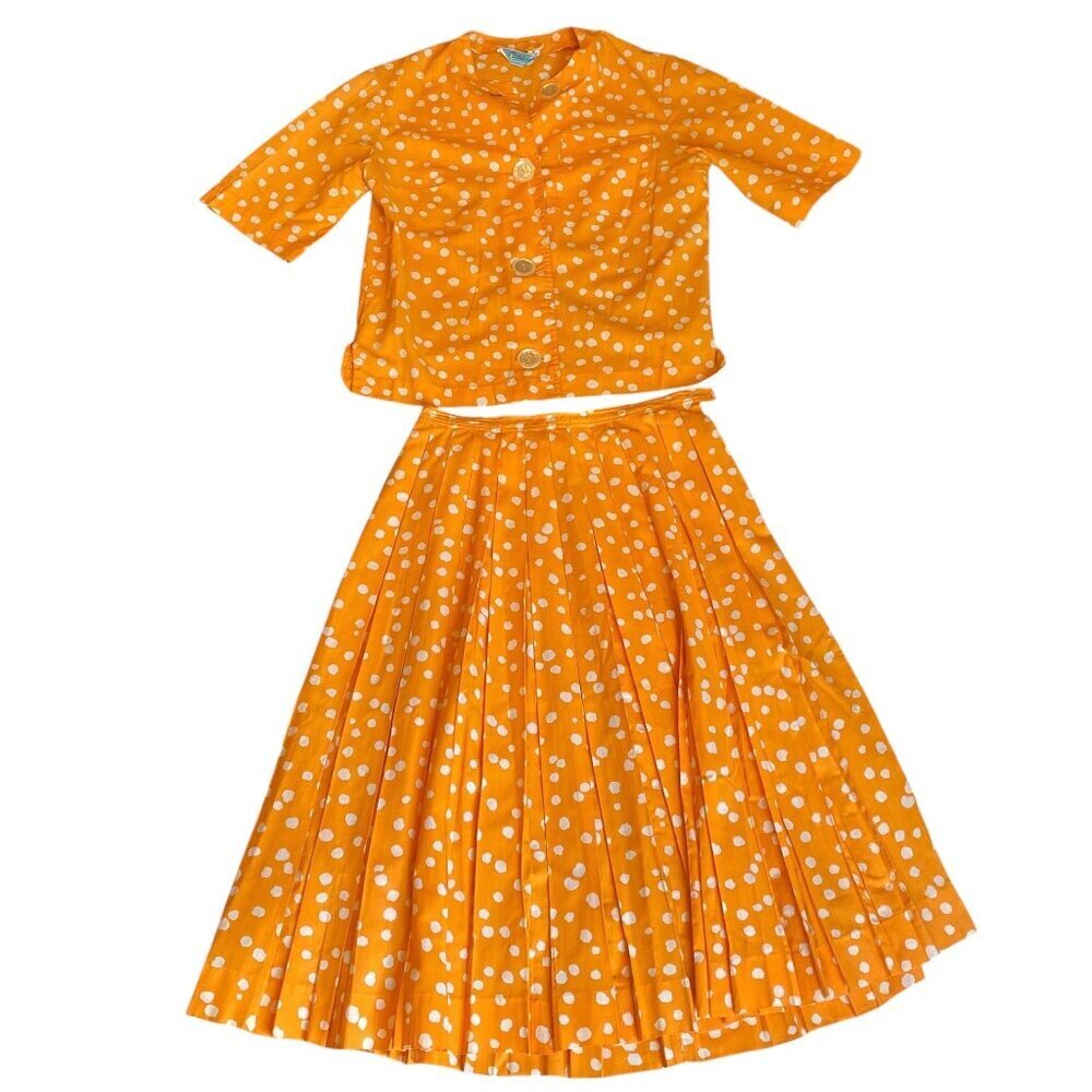 Vintage 60s 70s‎ Catalina Sportswear Skirt & Top Set 9/10 Orange #249M